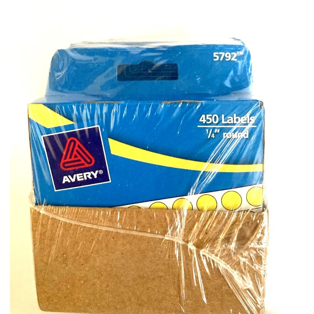 New Avery 6792 12 Pack Round Labels, 1/4-Inch Diameter Yellow 450/PK Sealed